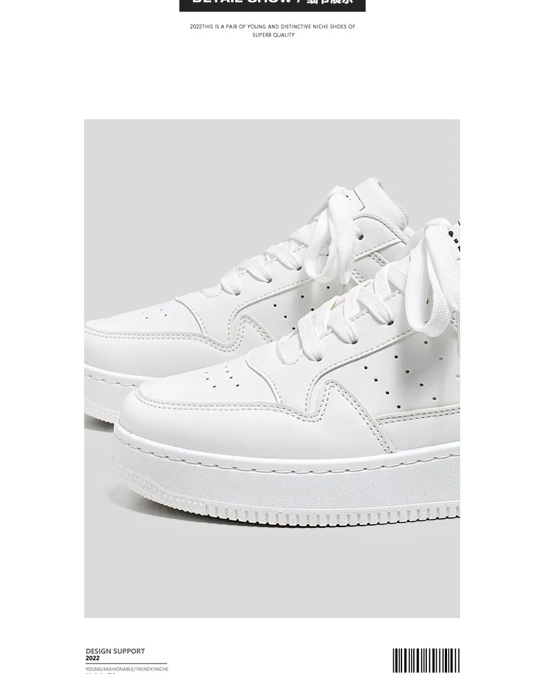 Men's Leather Sneakers Breathable Sports Casual Shoes - Youth Trendy Versatile Thick-Soled White Sneakers for Men Spring Fashion showcase 4