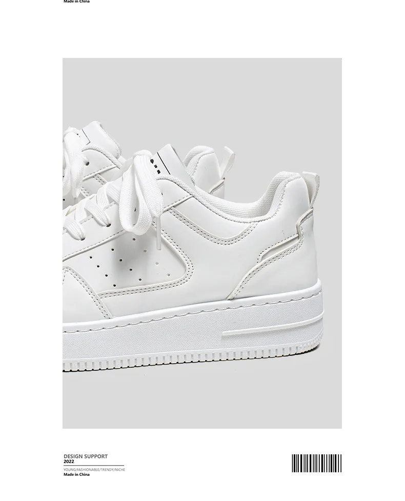 Men's Leather Sneakers Breathable Sports Casual Shoes - Youth Trendy Versatile Thick-Soled White Sneakers for Men Spring Fashion showcase 5