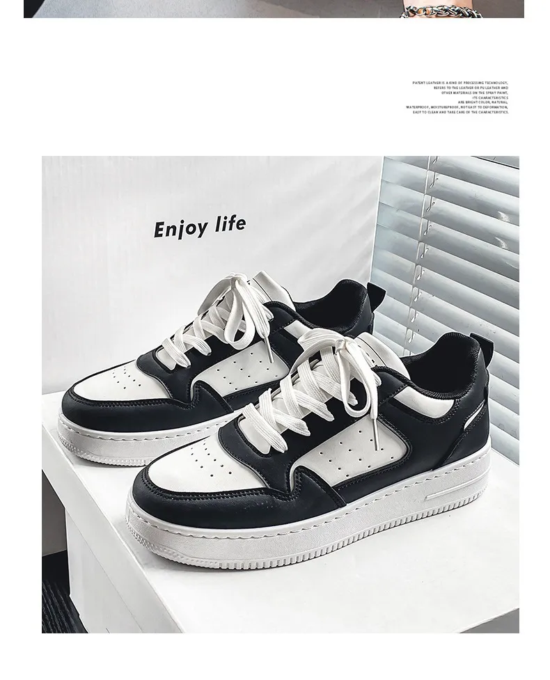 Men's Leather Sneakers Breathable Sports Casual Shoes - Youth Trendy Versatile Thick-Soled White Sneakers for Men Spring Fashion showcase 19