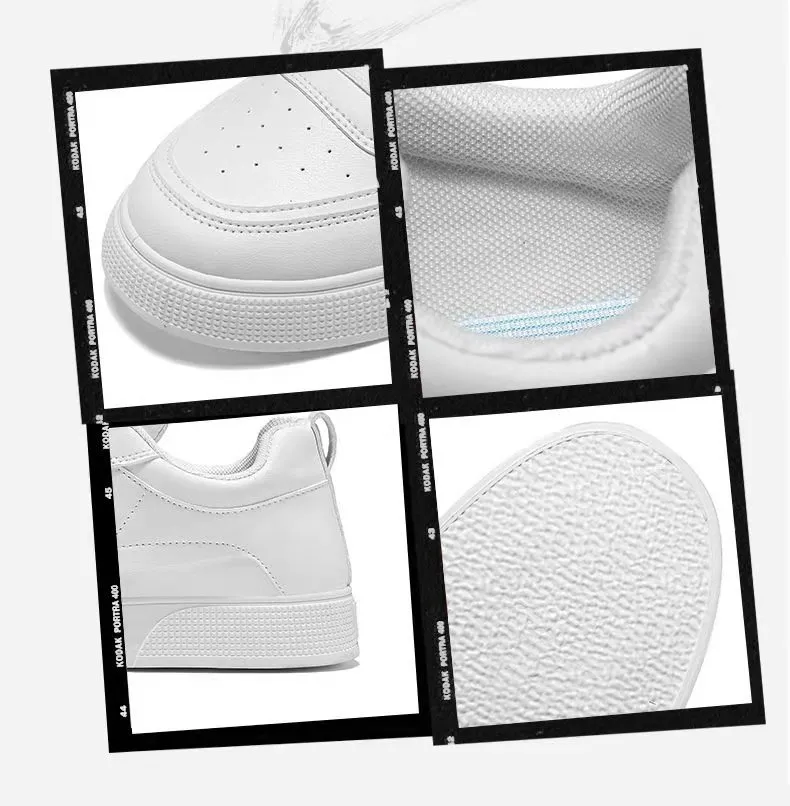 Men's Leather Casual Sneakers Trendy Plus Size Breathable Walking Shoes Thick Sole All-Match Fashionable White Board Shoes for Men showcase 7