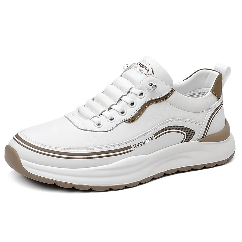 Men's Leather Casual Shoes - Wholesale Thick Sole Lightweight Breathable Sneakers - Waterproof Slip-On Foreign Trade Footwear for Men thumbnail 6