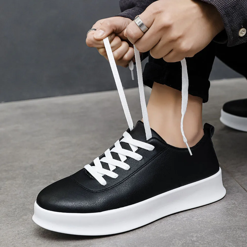Men's Black Slip-On Skateboard Shoes Casual Lightweight Sports Sneakers Round Toe Foreign Trade Cross-Border Flat Shoes for Men thumbnail 9