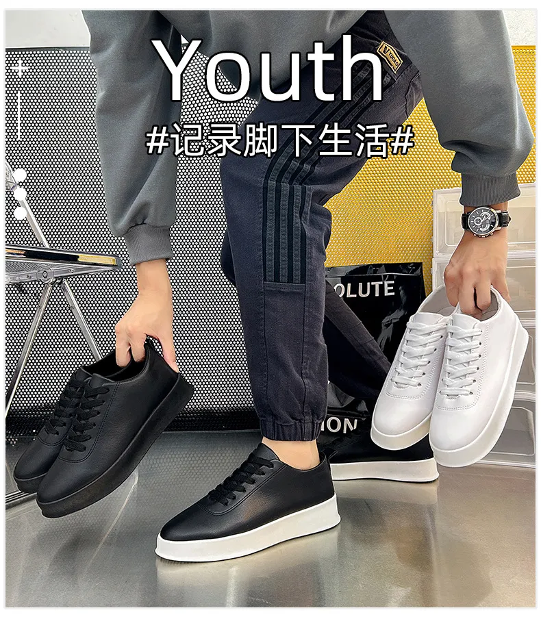 Men's Black Slip-On Skateboard Shoes Casual Lightweight Sports Sneakers Round Toe Foreign Trade Cross-Border Flat Shoes for Men showcase 1