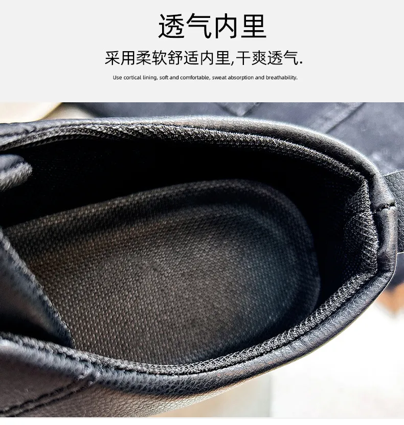 Men's Black Slip-On Skateboard Shoes Casual Lightweight Sports Sneakers Round Toe Foreign Trade Cross-Border Flat Shoes for Men showcase 18