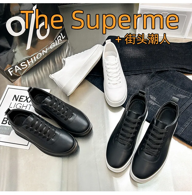 Men's Black Slip-On Skateboard Shoes Casual Lightweight Sports Sneakers Round Toe Foreign Trade Cross-Border Flat Shoes for Men showcase 4