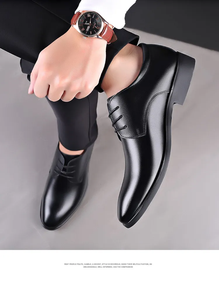 Men's Plus Size Leather Formal Shoes Wholesale: Korean Lace-Up Black Work Shoes for Professionals, Comfortable and Durable showcase 10