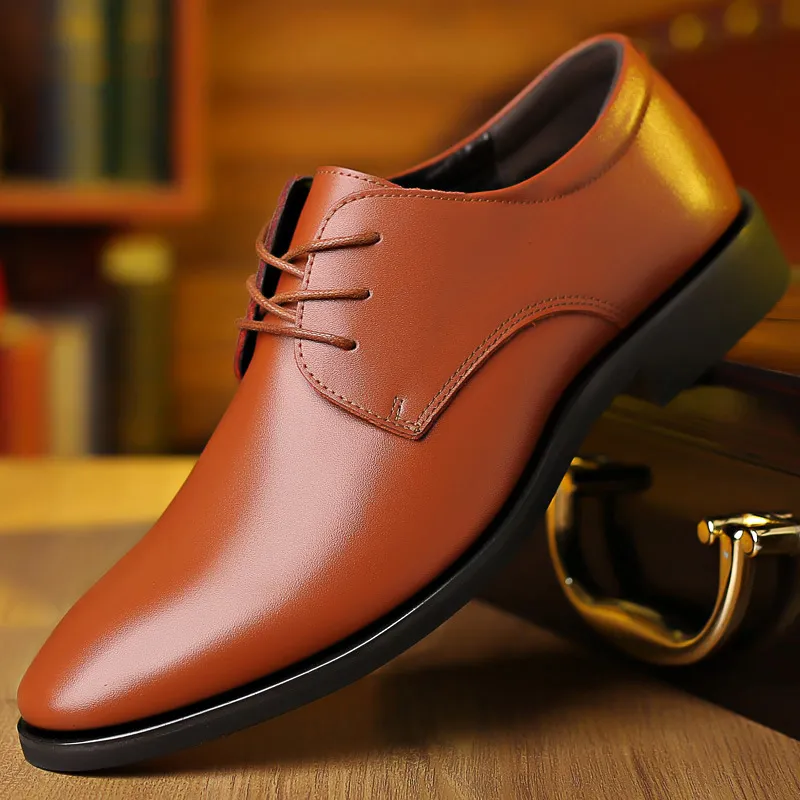 Men's Plus Size Leather Formal Shoes Wholesale: Korean Lace-Up Black Work Shoes for Professionals, Comfortable and Durable thumbnail 2