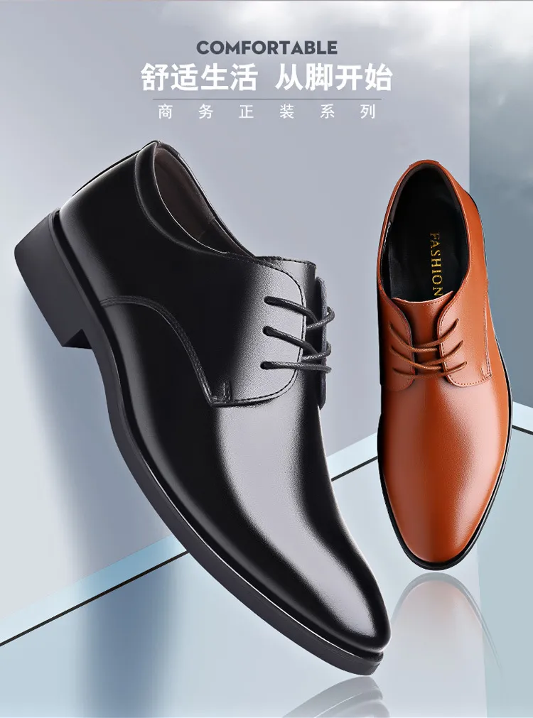 Men's Plus Size Leather Formal Shoes Wholesale: Korean Lace-Up Black Work Shoes for Professionals, Comfortable and Durable showcase 7