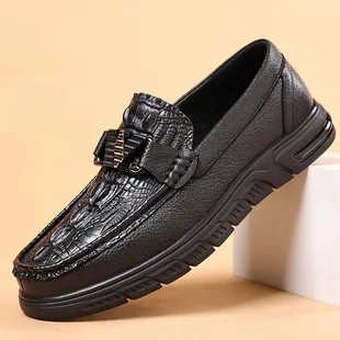 Men's Genuine Leather Business Casual Shoes - First Layer Cowhide, Thick Sole, Classy Flats for Autumn showcase 1