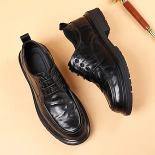 Men's Genuine Leather Business Casual Shoes - First Layer Cowhide, Thick Sole, Classy Flats for Autumn showcase 17