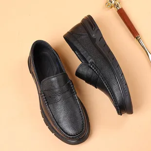Men's Genuine Leather Business Casual Shoes - First Layer Cowhide, Thick Sole, Classy Flats for Autumn showcase 15