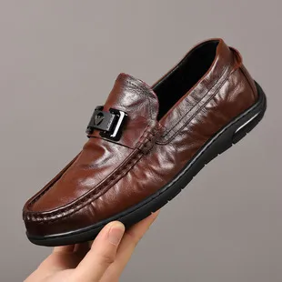 Men's Genuine Leather Business Casual Shoes - First Layer Cowhide, Thick Sole, Classy Flats for Autumn showcase 9