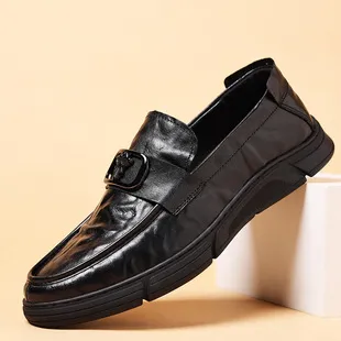 Men's Genuine Leather Business Casual Shoes - First Layer Cowhide, Thick Sole, Classy Flats for Autumn showcase 7