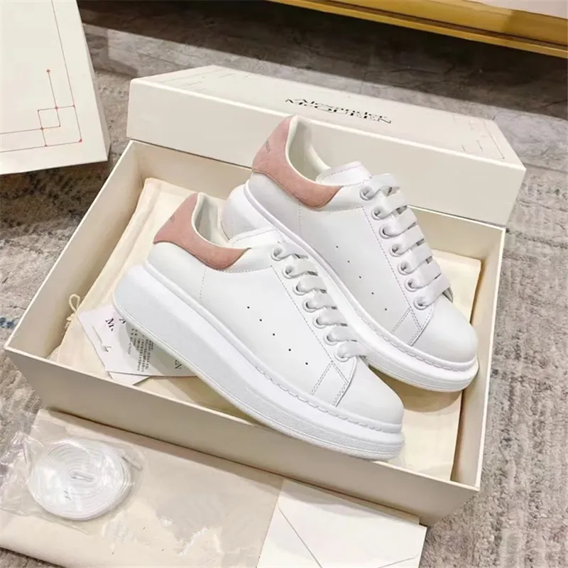 McQueen White Platform Sneakers for Men and Women - Thick Sole, Versatile, Height Increasing, Casual Sports Shoes for Couples thumbnail 1