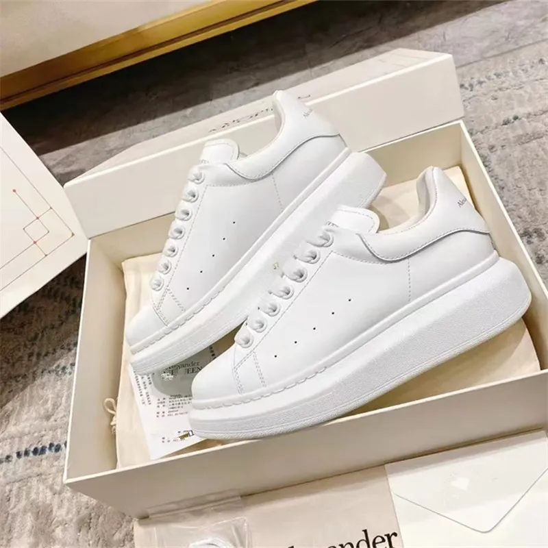 McQueen White Platform Sneakers for Men and Women - Thick Sole, Versatile, Height Increasing, Casual Sports Shoes for Couples thumbnail 5
