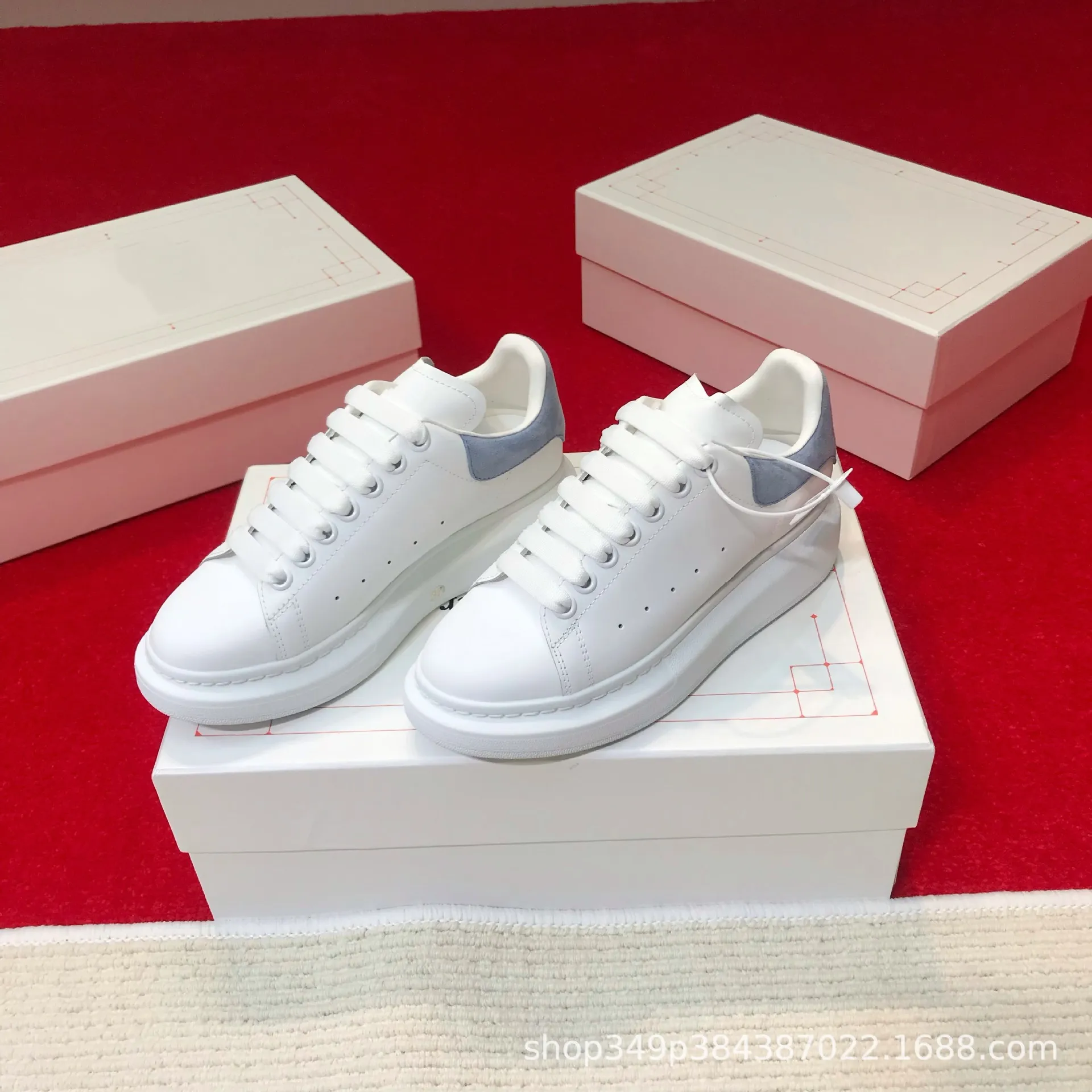 McQueen White Platform Sneakers for Men and Women - Thick Sole, Versatile, Height Increasing, Casual Sports Shoes for Couples thumbnail 7
