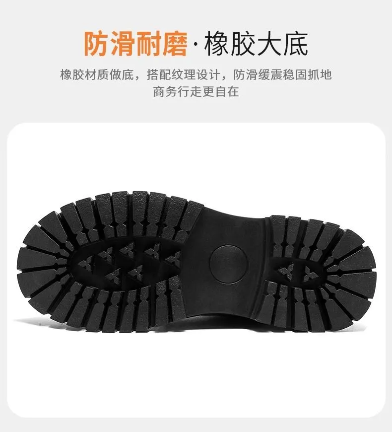 Men's Leather Dress Shoes - Black Casual British Style Soft Sole Business Shoes for Wedding, Groom, and Everyday Wear - Height Increasing showcase 14