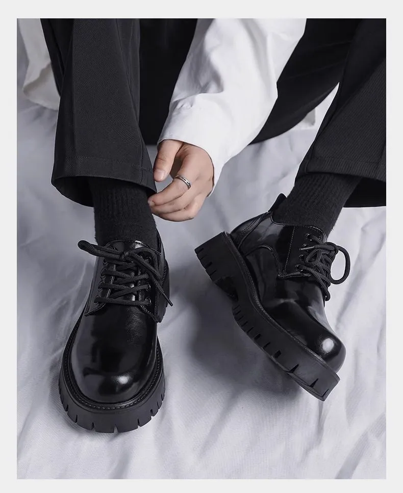 Men's Leather Dress Shoes - Black Casual British Style Soft Sole Business Shoes for Wedding, Groom, and Everyday Wear - Height Increasing showcase 9