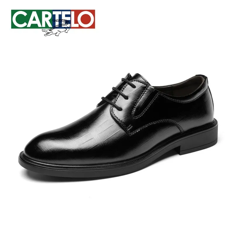 Men's Crocodile Leather Derby Shoes - Formal Business Wedding Dress Shoes - Genuine Leather Soft Sole - High-End Fashion Footwear thumbnail 5