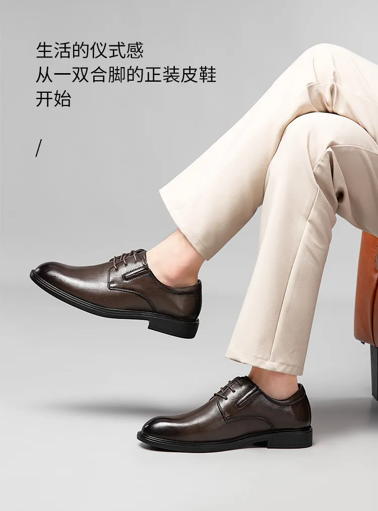 Men's Crocodile Leather Derby Shoes - Formal Business Wedding Dress Shoes - Genuine Leather Soft Sole - High-End Fashion Footwear showcase 5