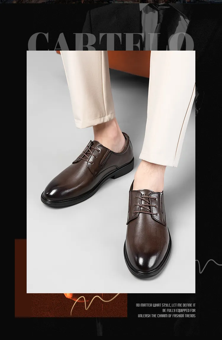 Men's Crocodile Leather Derby Shoes - Formal Business Wedding Dress Shoes - Genuine Leather Soft Sole - High-End Fashion Footwear showcase 3
