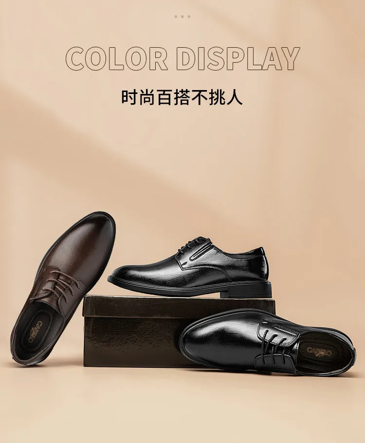 Men's Crocodile Leather Derby Shoes - Formal Business Wedding Dress Shoes - Genuine Leather Soft Sole - High-End Fashion Footwear showcase 7