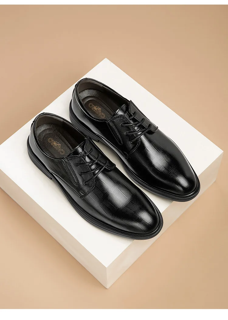 Men's Crocodile Leather Derby Shoes - Formal Business Wedding Dress Shoes - Genuine Leather Soft Sole - High-End Fashion Footwear showcase 17