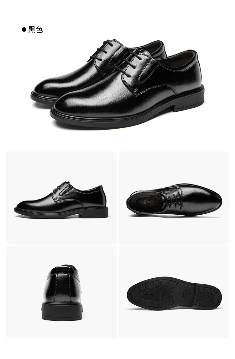 Men's Crocodile Leather Derby Shoes - Formal Business Wedding Dress Shoes - Genuine Leather Soft Sole - High-End Fashion Footwear showcase 19