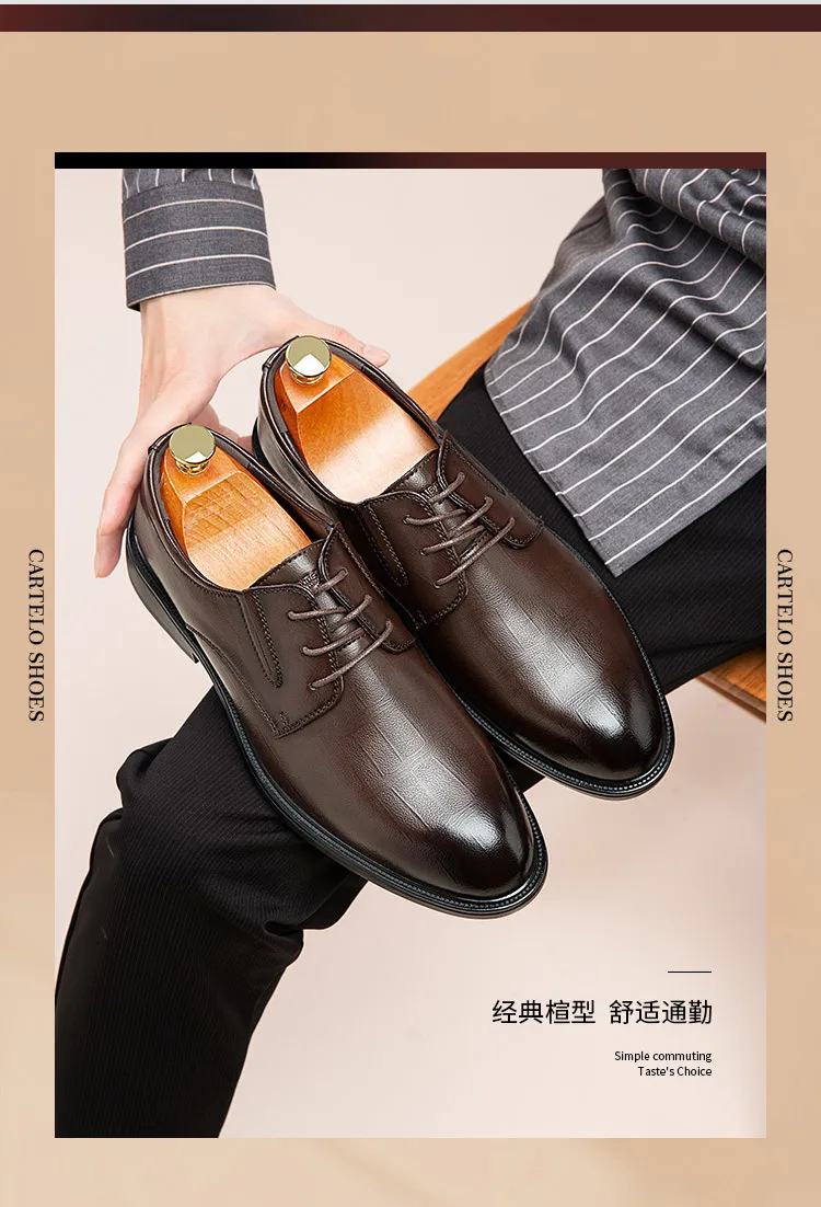 Men's Crocodile Leather Derby Shoes - Formal Business Wedding Dress Shoes - Genuine Leather Soft Sole - High-End Fashion Footwear showcase 6