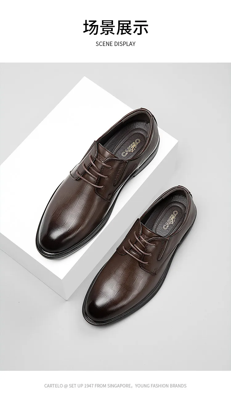 Men's Crocodile Leather Derby Shoes - Formal Business Wedding Dress Shoes - Genuine Leather Soft Sole - High-End Fashion Footwear showcase 16