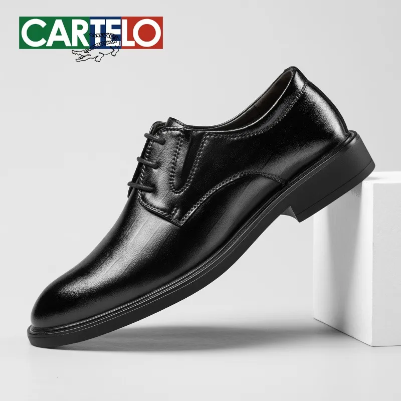 Men's Crocodile Leather Derby Shoes - Formal Business Wedding Dress Shoes - Genuine Leather Soft Sole - High-End Fashion Footwear thumbnail 3