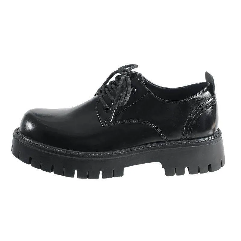 Men's Leather Dress Shoes Thick Sole Height Increasing British Style Derby Shoes Low-Cut Winter Martin Boots thumbnail 5