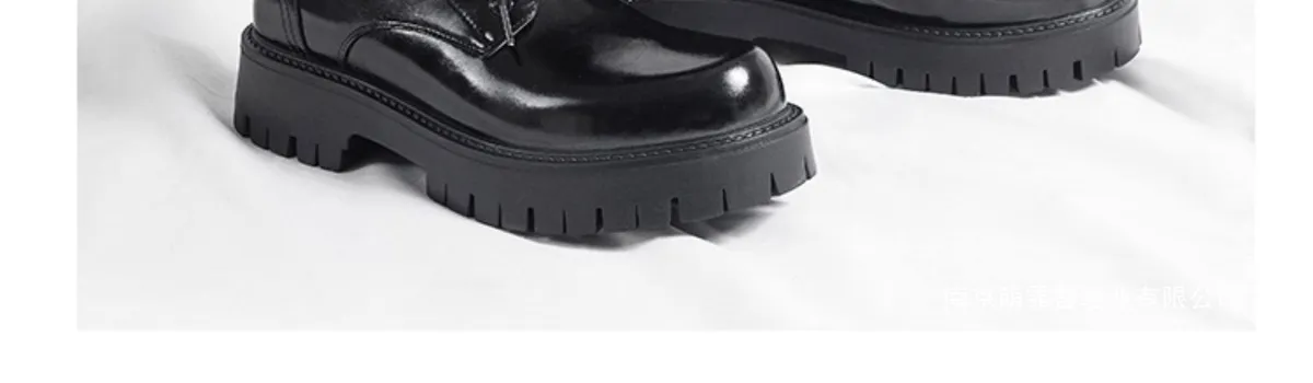 Men's Leather Dress Shoes Thick Sole Height Increasing British Style Derby Shoes Low-Cut Winter Martin Boots showcase 2
