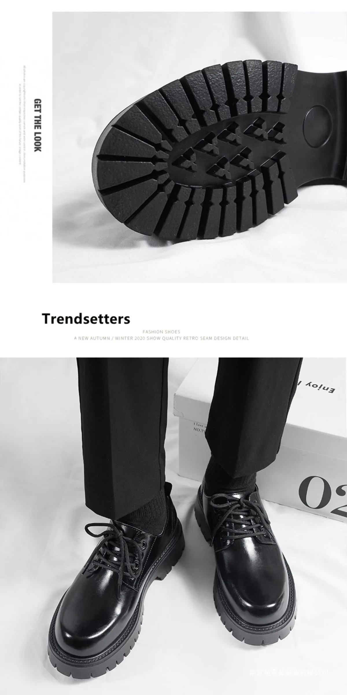 Men's Leather Dress Shoes Thick Sole Height Increasing British Style Derby Shoes Low-Cut Winter Martin Boots showcase 5