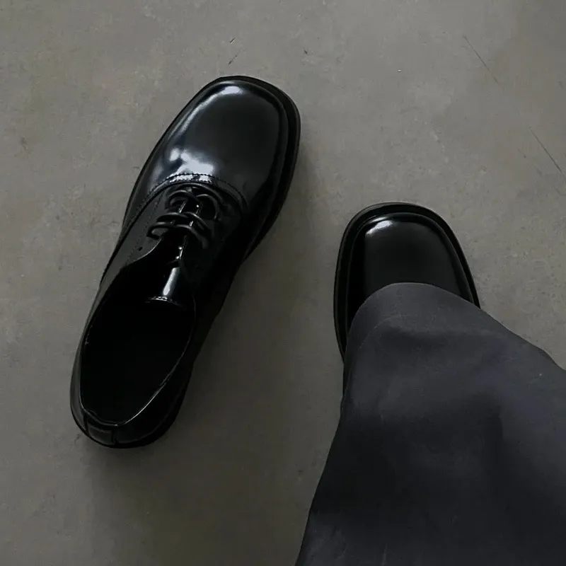 Men's Leather Derby Dress Shoes Square Toe Casual Business Wedding Shoes Comfortable Thick Sole Height Increasing thumbnail 8