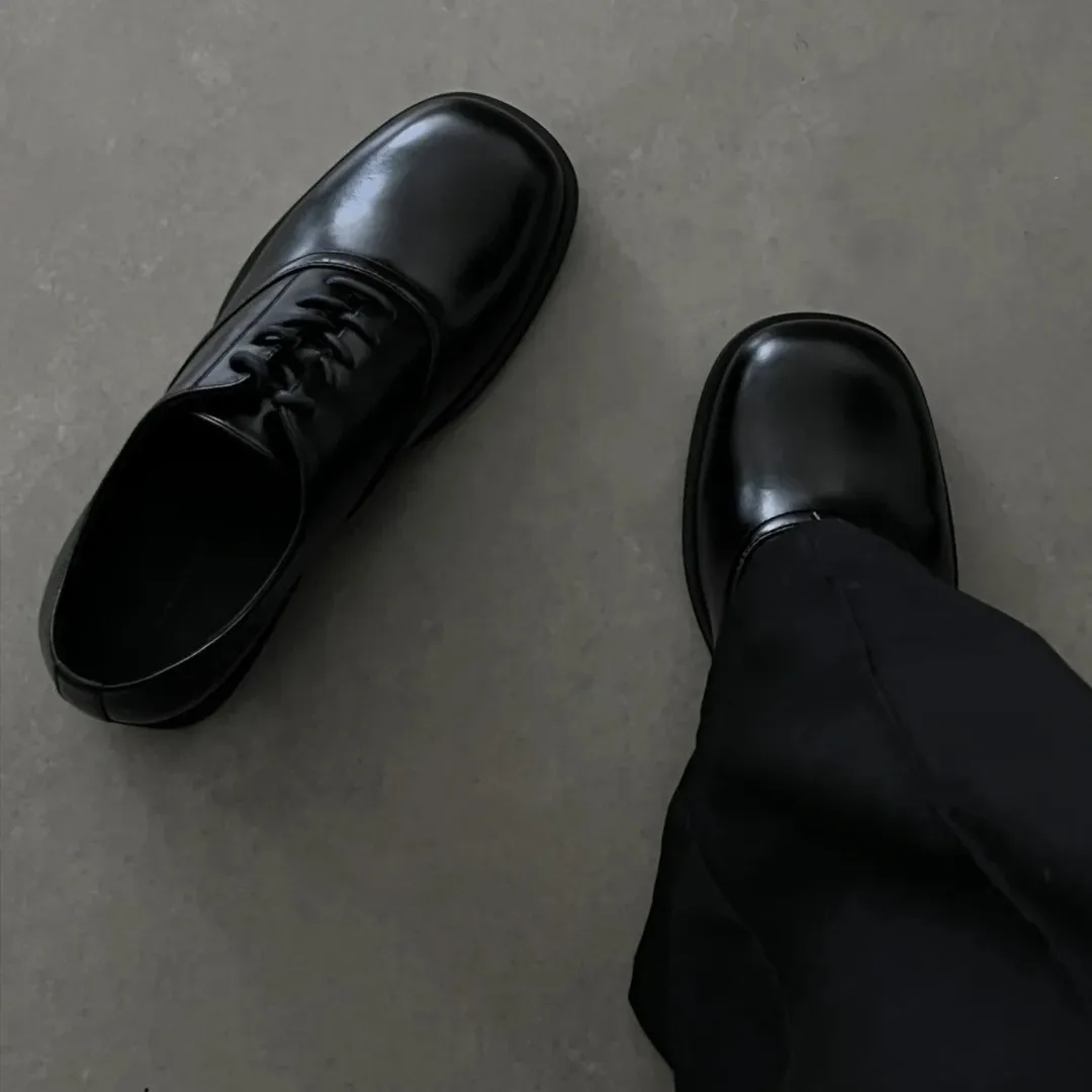 Men's Leather Derby Dress Shoes Square Toe Casual Business Wedding Shoes Comfortable Thick Sole Height Increasing thumbnail 7