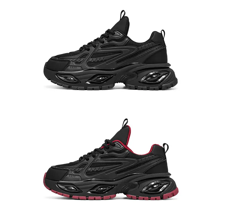 Men's Height Increasing Sneakers - Black Warrior Thick Sole Casual Sports Shoes - Trendy Street Style Dad Shoes for Men - Autumn Fashion showcase 3