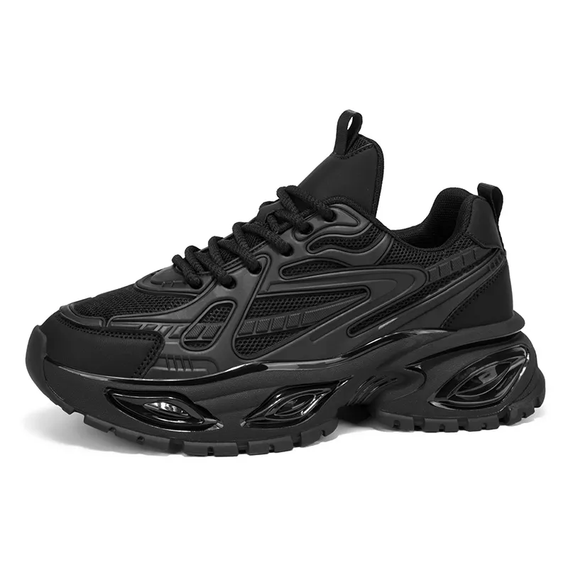Men's Height Increasing Sneakers - Black Warrior Thick Sole Casual Sports Shoes - Trendy Street Style Dad Shoes for Men - Autumn Fashion thumbnail 5
