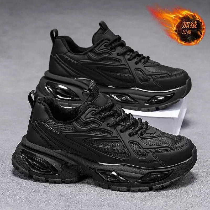 Men's Height Increasing Sneakers - Black Warrior Thick Sole Casual Sports Shoes - Trendy Street Style Dad Shoes for Men - Autumn Fashion thumbnail 7