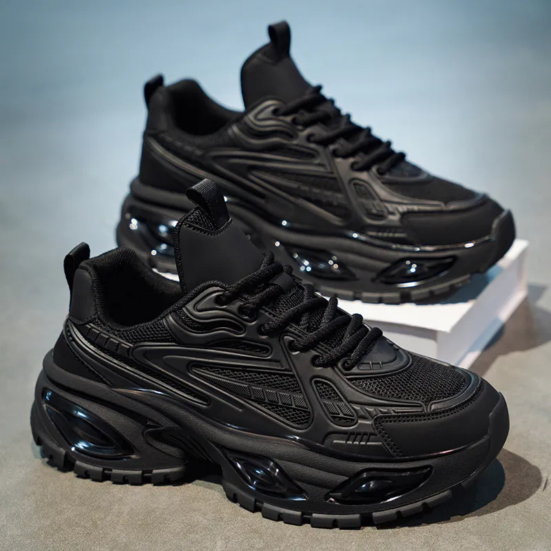 Men's Height Increasing Sneakers - Black Warrior Thick Sole Casual Sports Shoes - Trendy Street Style Dad Shoes for Men - Autumn Fashion thumbnail 8