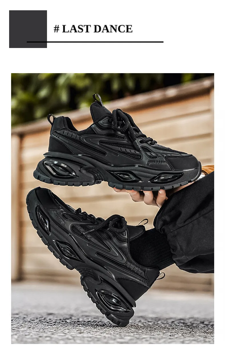Men's Height Increasing Sneakers - Black Warrior Thick Sole Casual Sports Shoes - Trendy Street Style Dad Shoes for Men - Autumn Fashion showcase 13