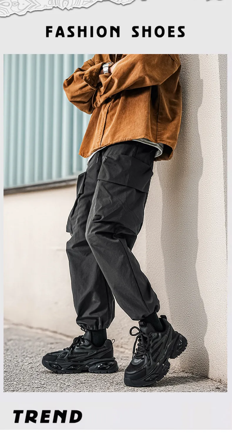 Men's Height Increasing Sneakers - Black Warrior Thick Sole Casual Sports Shoes - Trendy Street Style Dad Shoes for Men - Autumn Fashion showcase 1