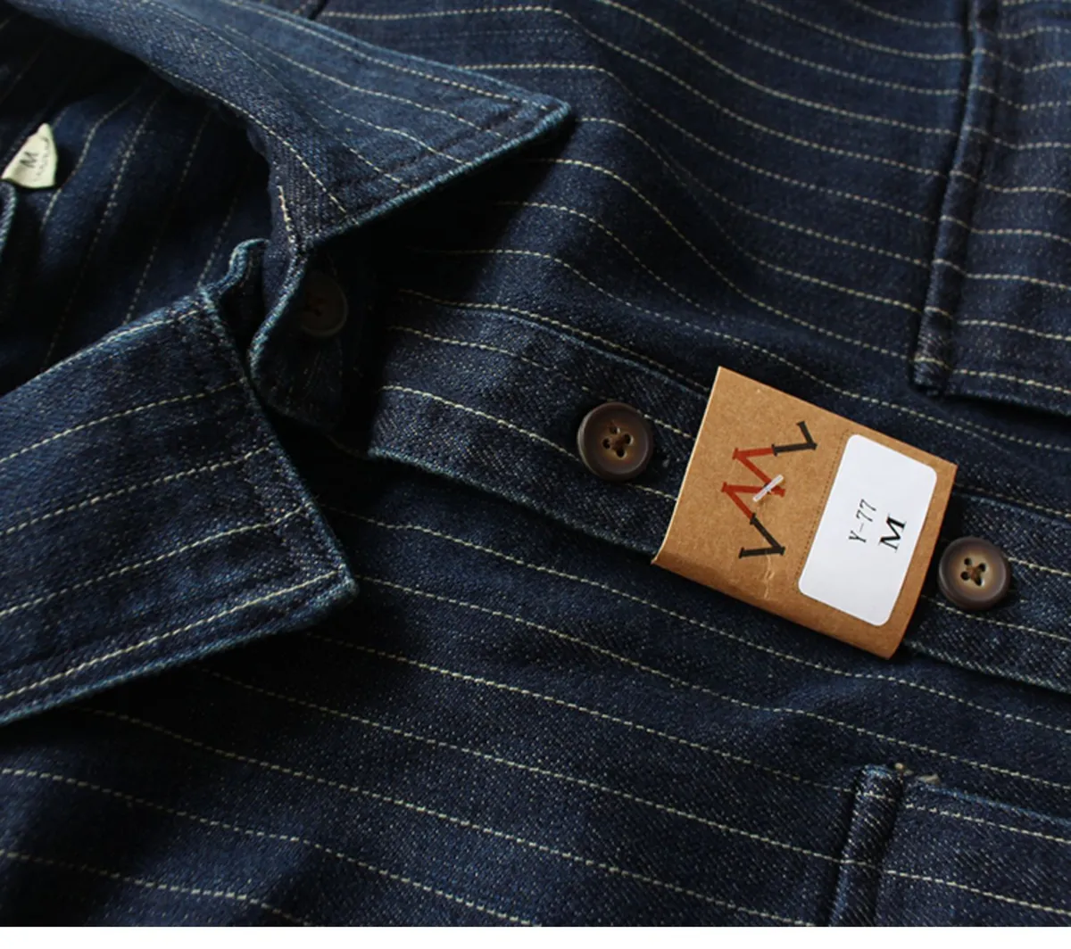 Men's Retro Striped Denim Shirt Jacket, Casual Loose Fit Long Sleeve Workwear Top for Spring/Autumn Fashion showcase 6