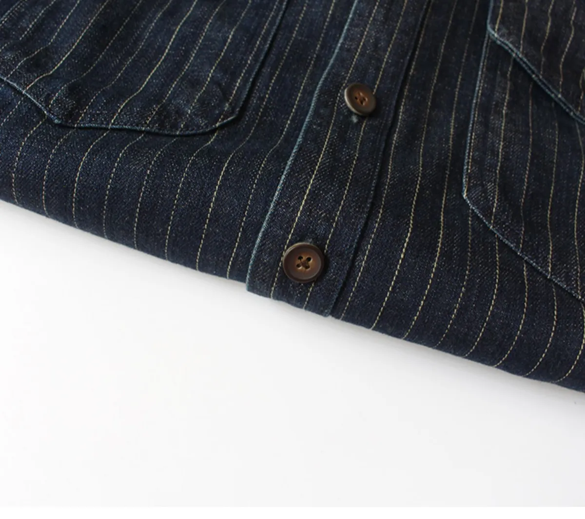 Men's Retro Striped Denim Shirt Jacket, Casual Loose Fit Long Sleeve Workwear Top for Spring/Autumn Fashion showcase 9