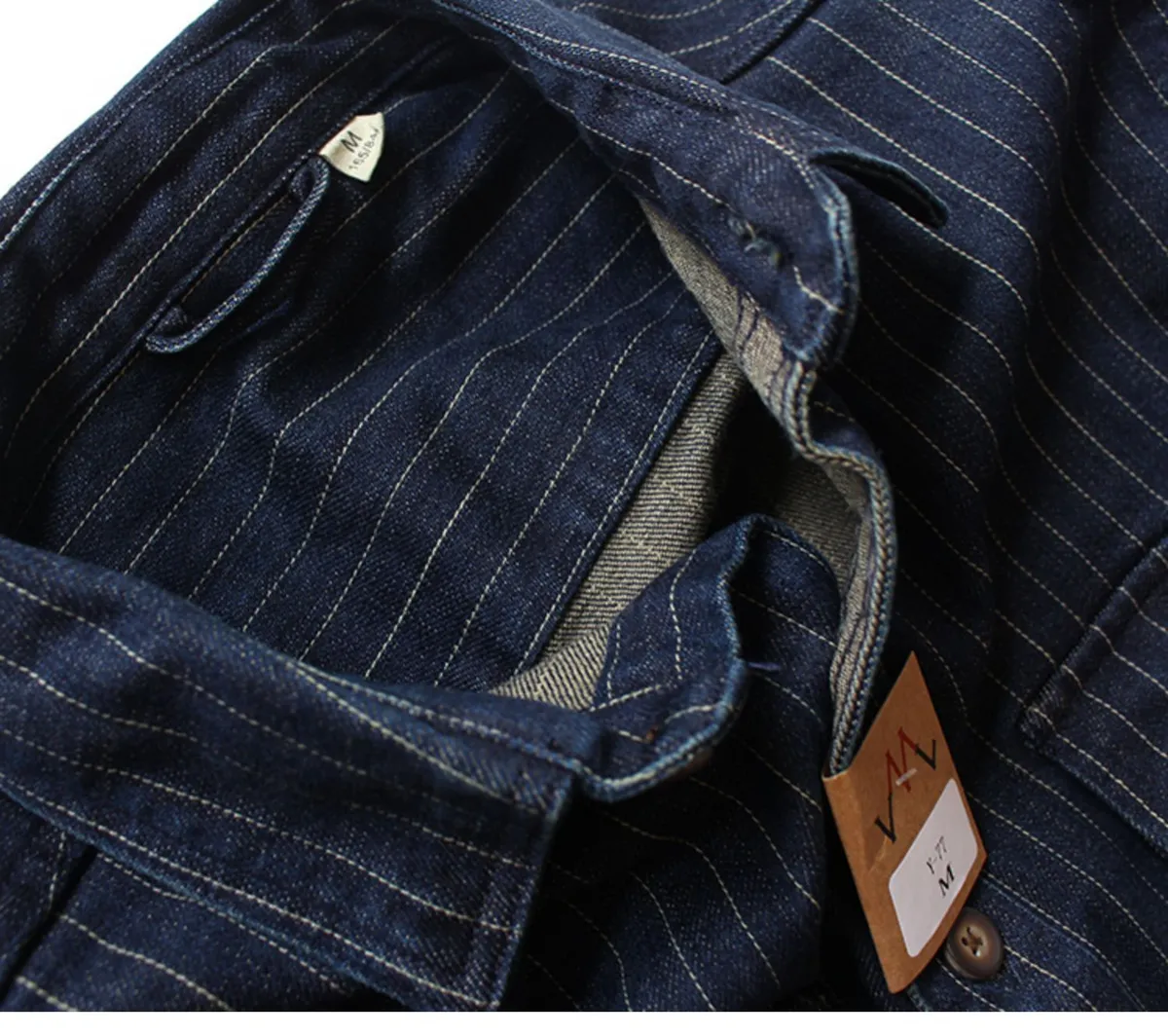 Men's Retro Striped Denim Shirt Jacket, Casual Loose Fit Long Sleeve Workwear Top for Spring/Autumn Fashion showcase 8