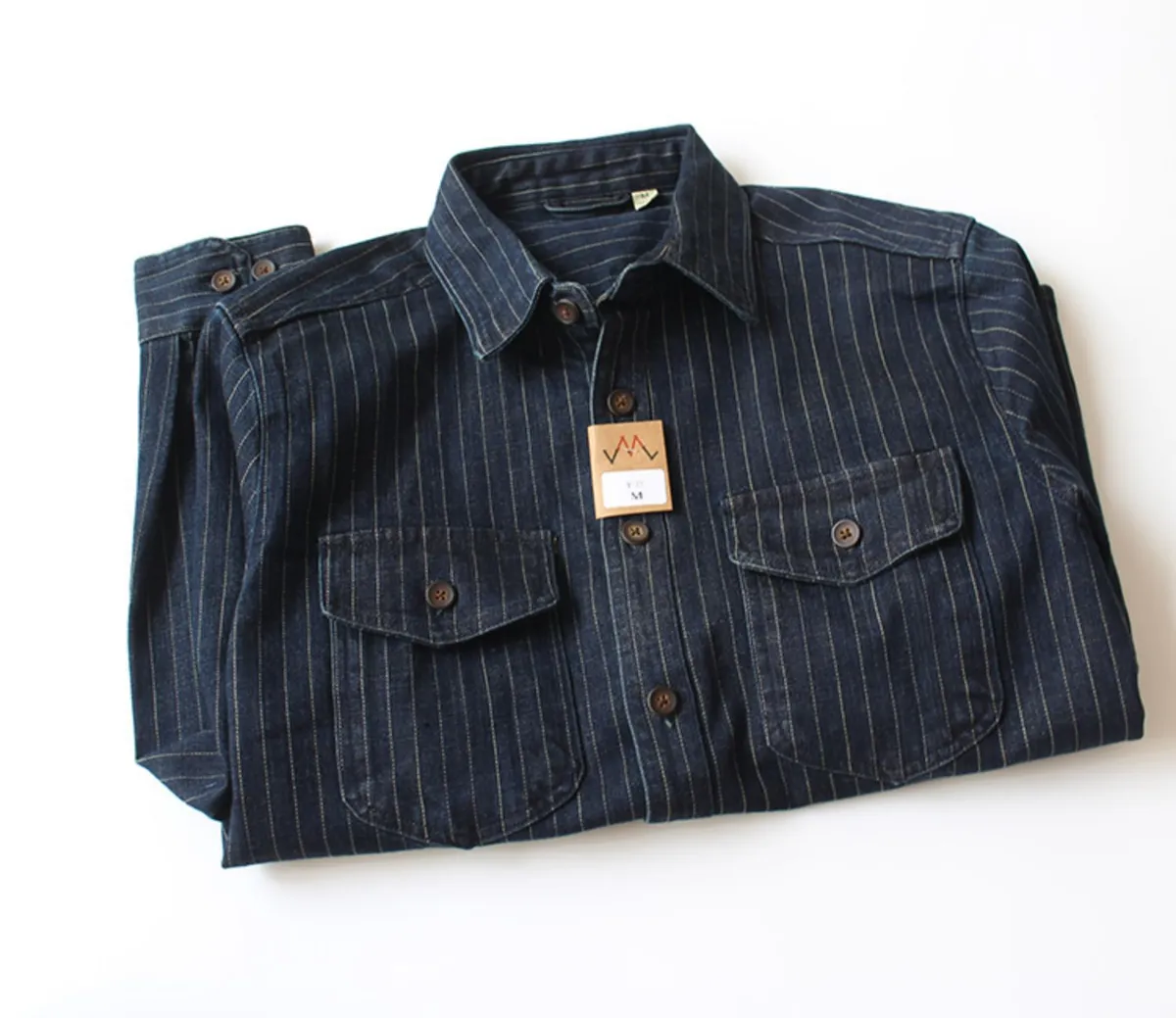 Men's Retro Striped Denim Shirt Jacket, Casual Loose Fit Long Sleeve Workwear Top for Spring/Autumn Fashion showcase 2