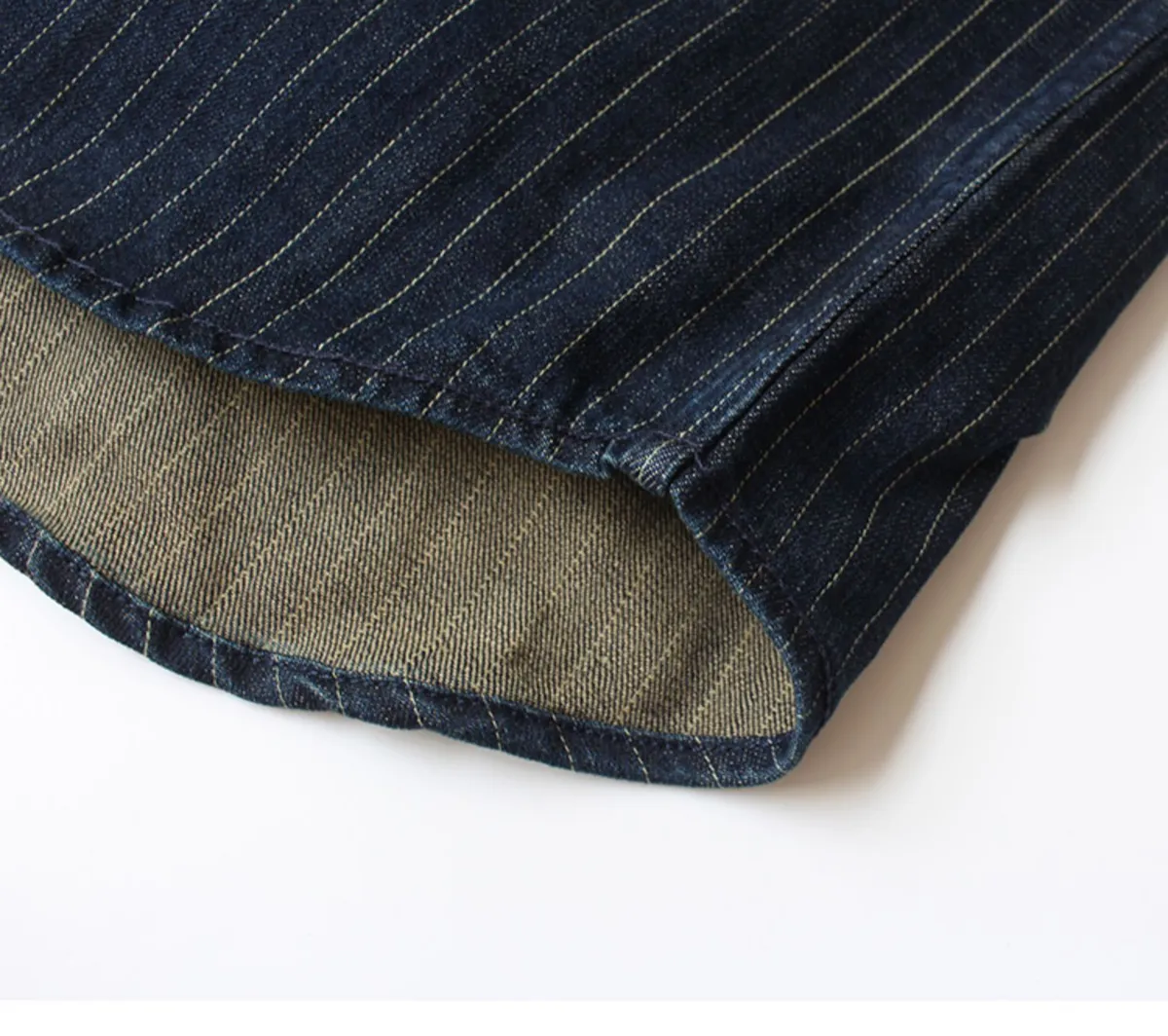Men's Retro Striped Denim Shirt Jacket, Casual Loose Fit Long Sleeve Workwear Top for Spring/Autumn Fashion showcase 12