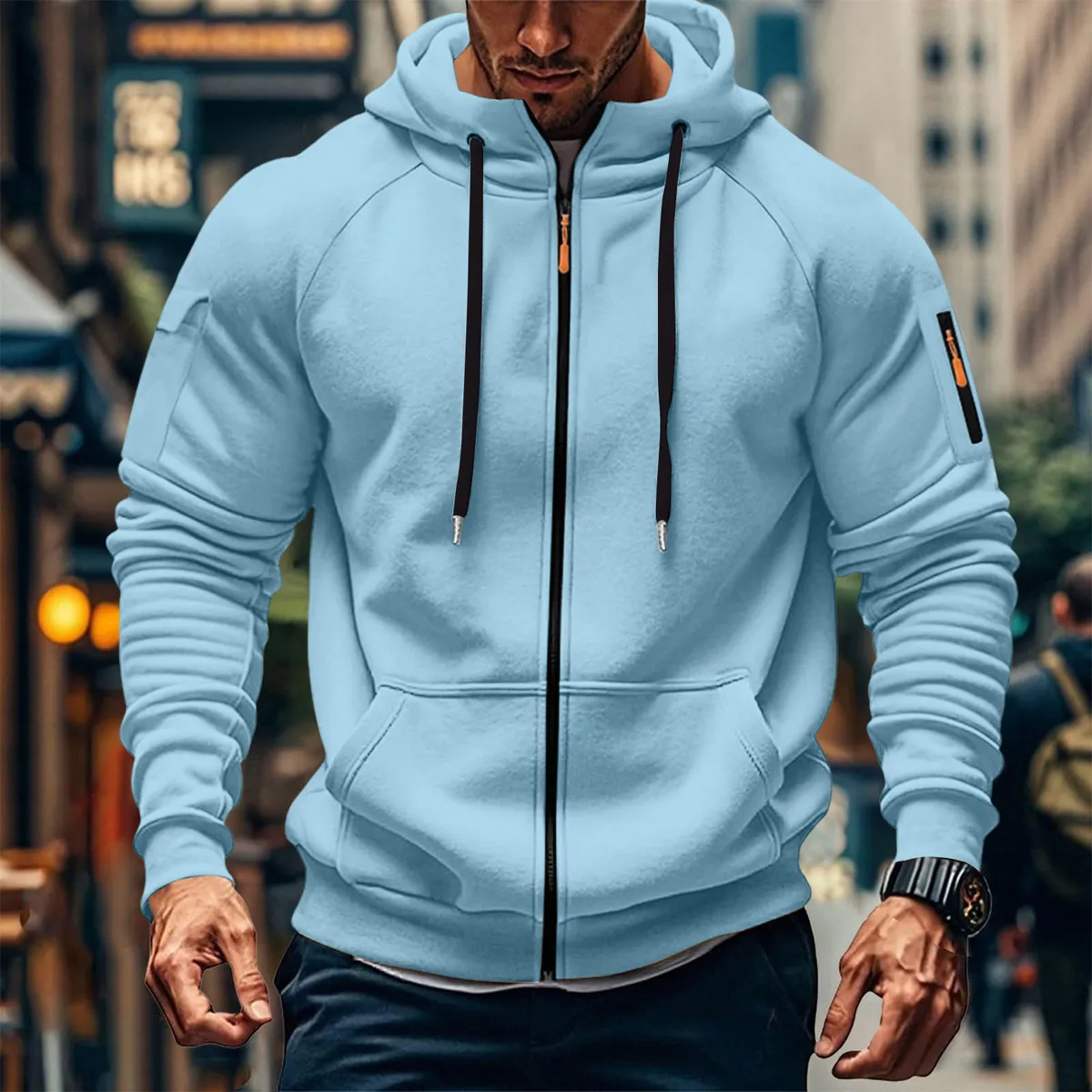 Men's Customizable Embroidered Zip-Up Sweatshirt Casual Loose Fit Plus Size Pullover Jacket for Cross-Border Fashion, Amazon New Style showcase 17