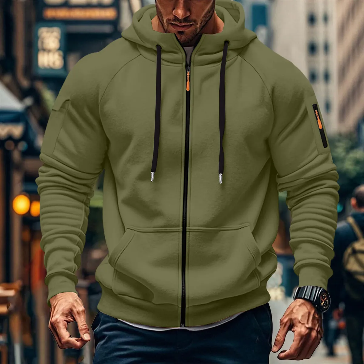 Men's Customizable Embroidered Zip-Up Sweatshirt Casual Loose Fit Plus Size Pullover Jacket for Cross-Border Fashion, Amazon New Style showcase 20