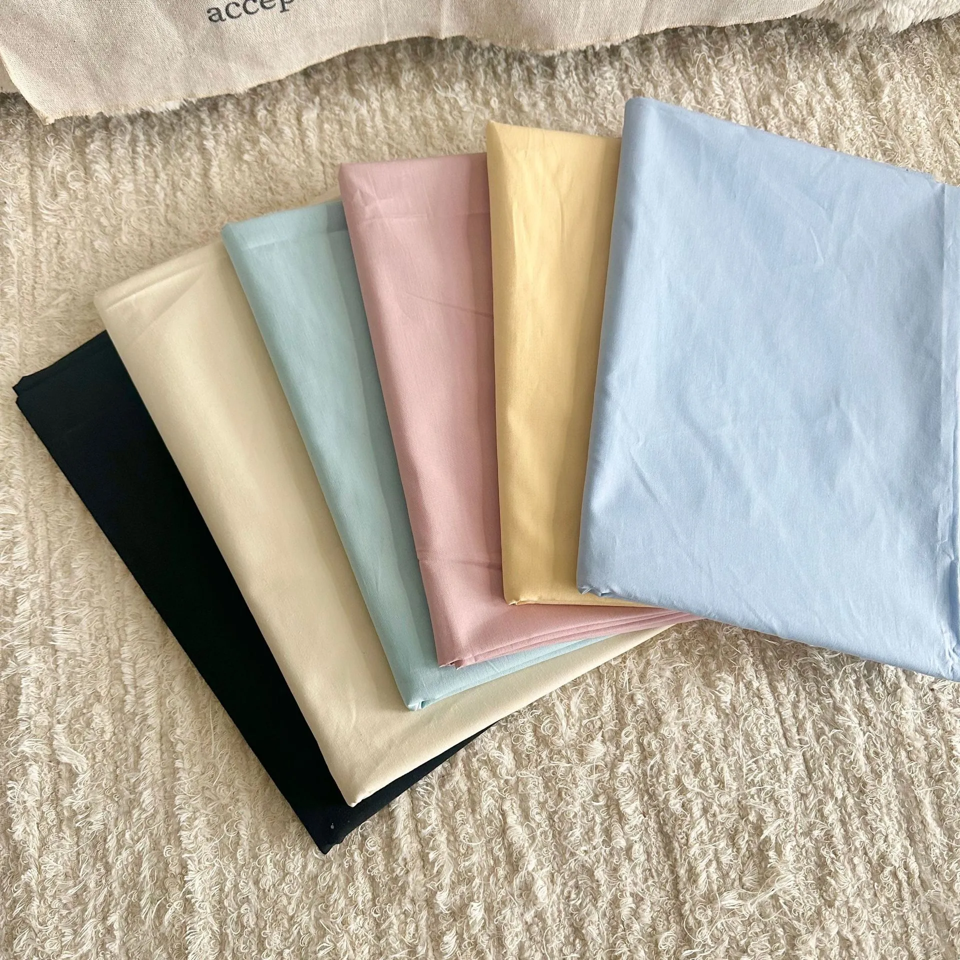 Pure Cotton Fabric Solid Color High Density Washable Cloth for Clothing, Women's Fashion, Handmade Bags, and DIY Projects